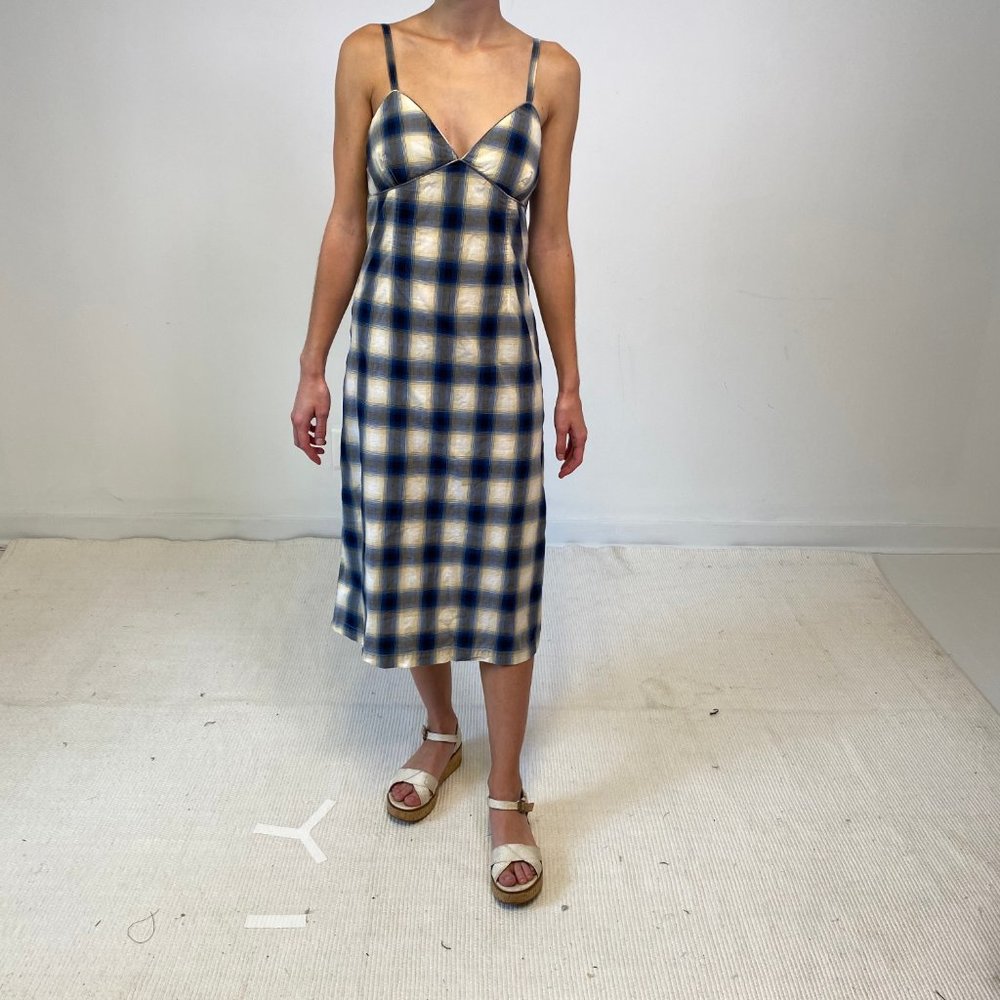 Vintage 90s Anthropologie S Plaid Slip Dress - Picture 13 of 13